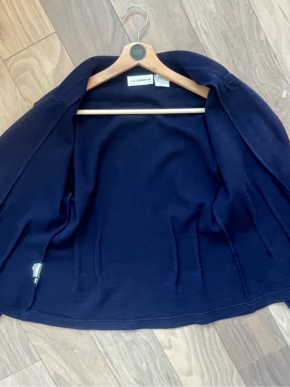 Liz Claiborne Navy PureWool Blazer Jacket Gold Trim Size 8P Preppy - Picture 6 of 8